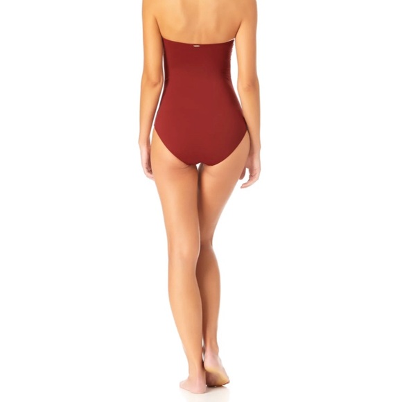 Twist front shirred one piece size 6 burgundy - Picture 6 of 8